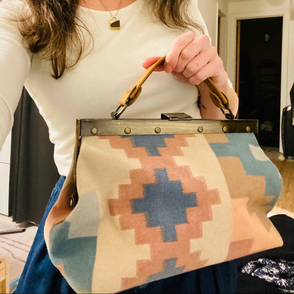Vintage Mary Poppins bag, canvas and leather